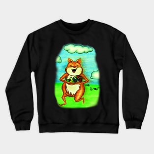 Cat Running with Candy Crewneck Sweatshirt